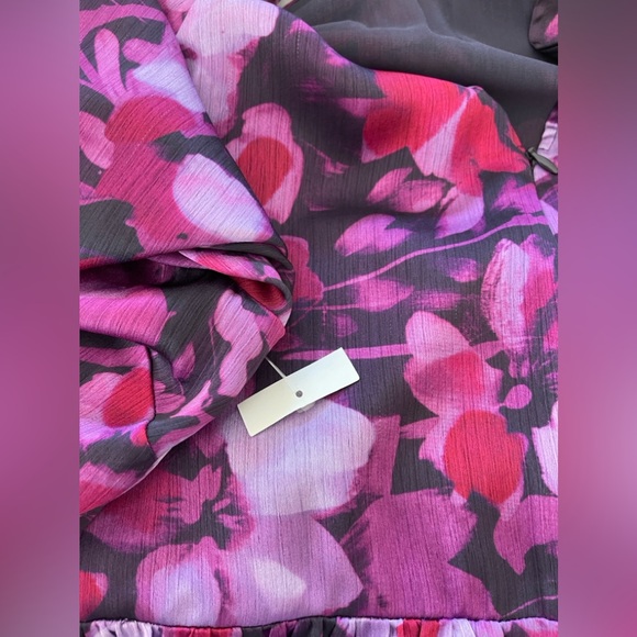 TED BAKER Sammieh Purple Floral Print high-neck fit and flare woven mini dress - Picture 8 of 10